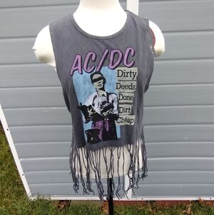 AC/DC Fringe Vest Tank Size L